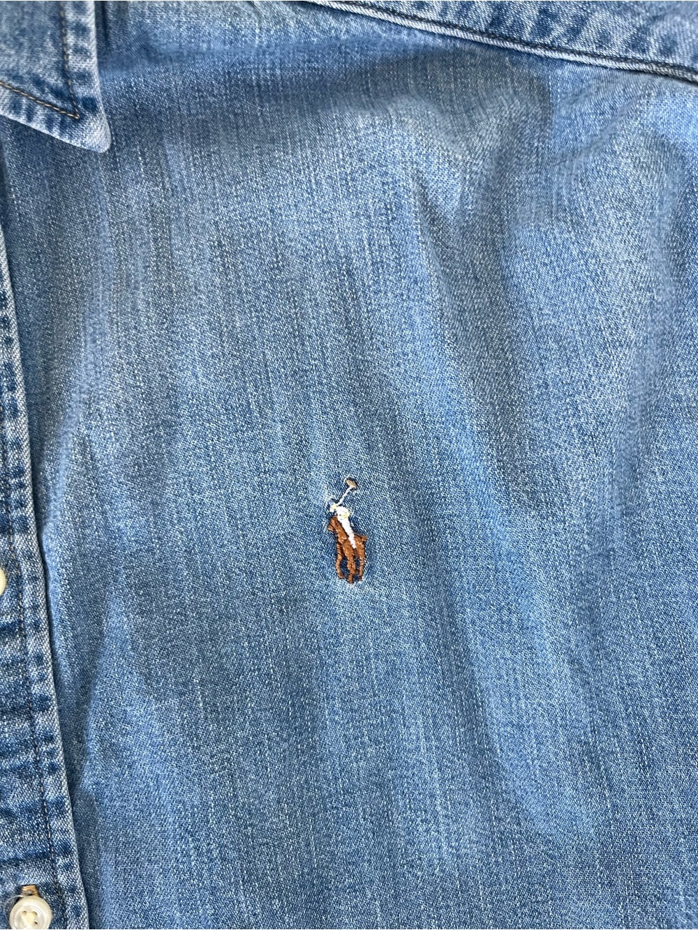 Polo Ralph Lauren Light Blue Denim Button-Down Shirt, boxy oversized S - Picture 3 of 5